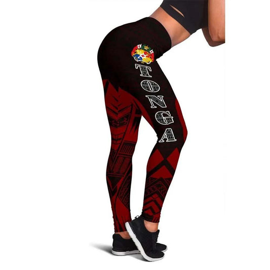 Tonga Polynesian Legging - Polynesian Tattoo Red Version