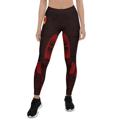 Tonga Polynesian Legging - Polynesian Tattoo Red Version