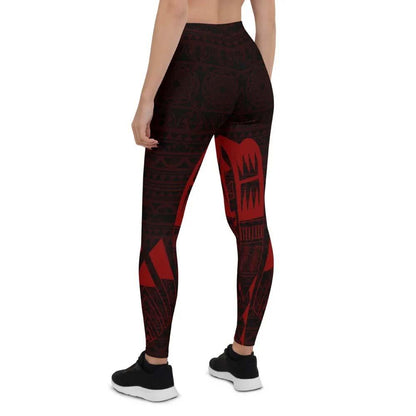 Tonga Polynesian Legging - Polynesian Tattoo Red Version