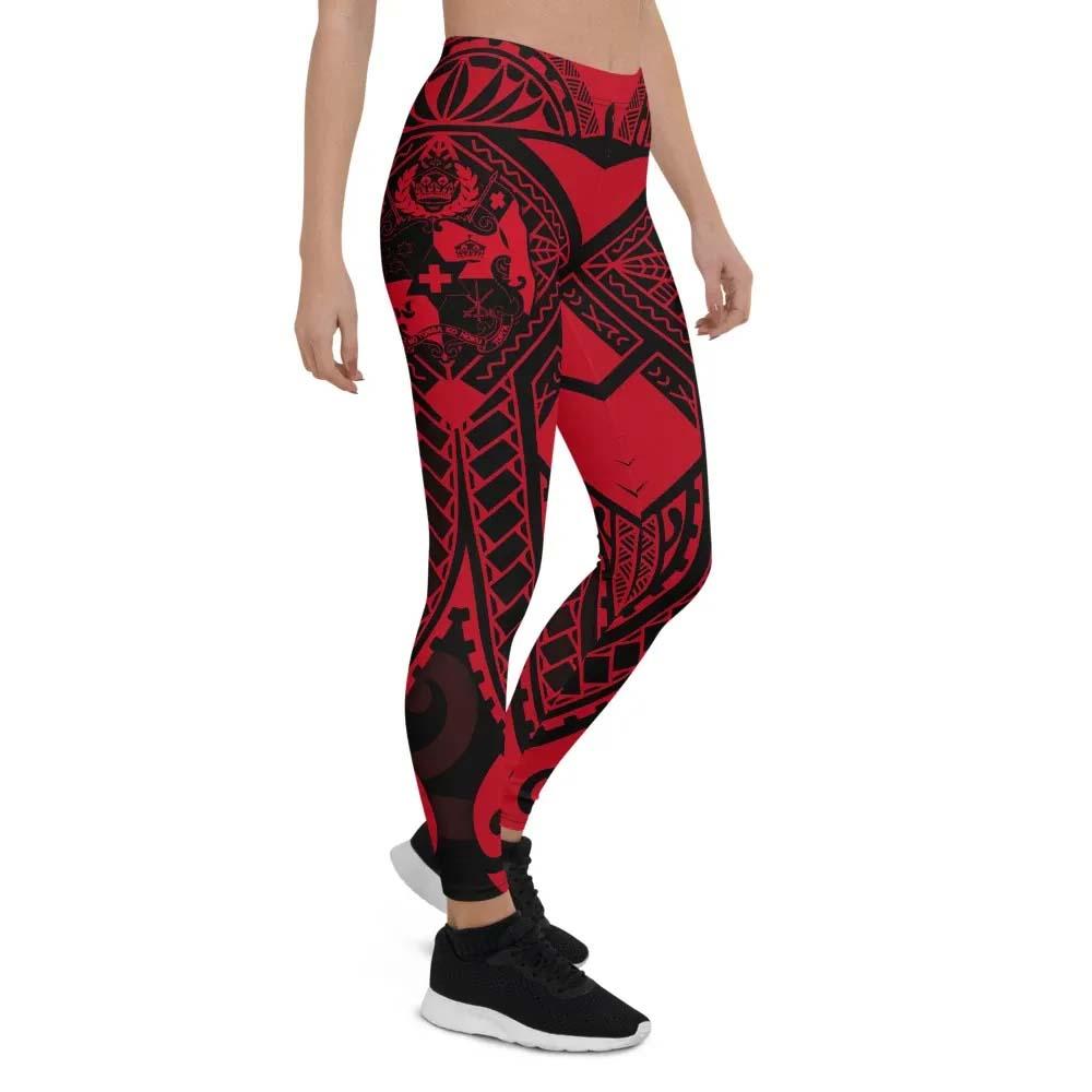 Tonga Polynesian Legging - Tonga Red Seal with Polynesian tattoo