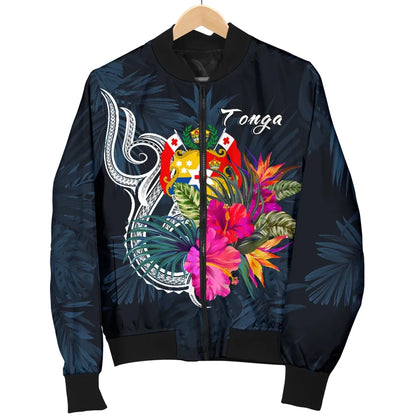 Tonga Polynesian Bomber Jacket - Tropical Flower