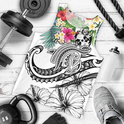 Tonga Polynesian Men Tank Top - Summer Plumeria (White)