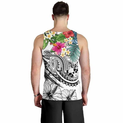 Tonga Polynesian Men Tank Top - Summer Plumeria (White)