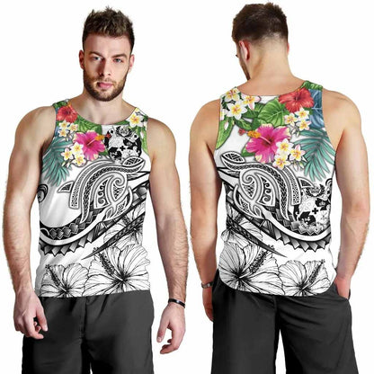 Tonga Polynesian Men Tank Top - Summer Plumeria (White)