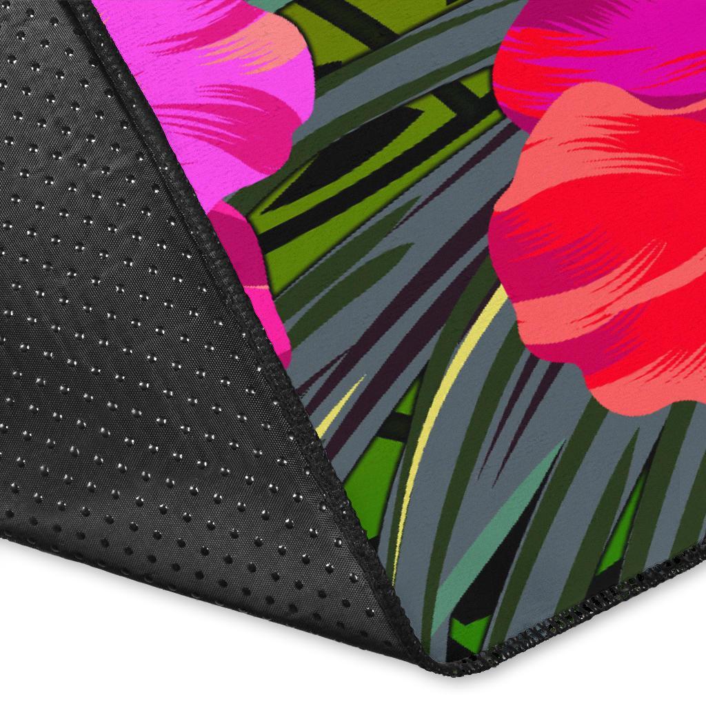 Tonga Polynesian Personalised Area Rug - Hibiscus and Banana Leaves