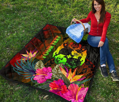 Tonga Polynesian Personalised Premium Quilt -  Hibiscus and Banana Leaves