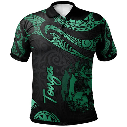 Tonga Polynesian Polo Shirt - Poly Tattoo Green Version