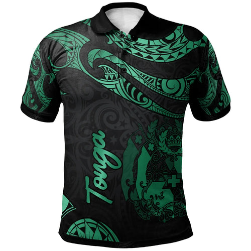 Tonga Polynesian Polo Shirt - Poly Tattoo Green Version