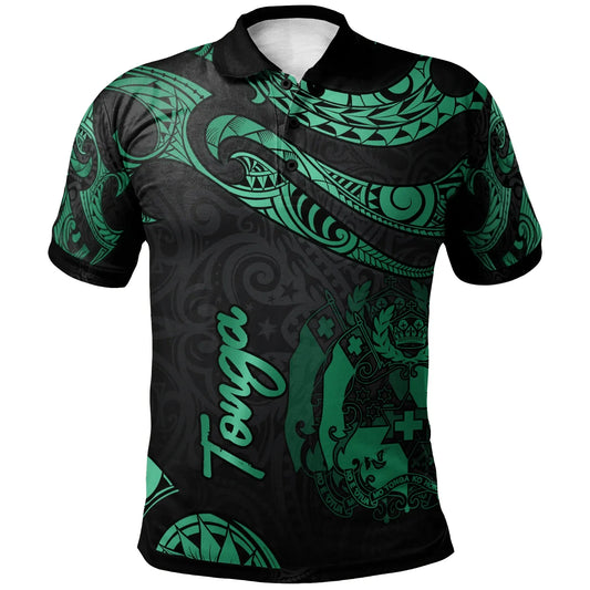 Tonga Polynesian Polo Shirt - Poly Tattoo Green Version