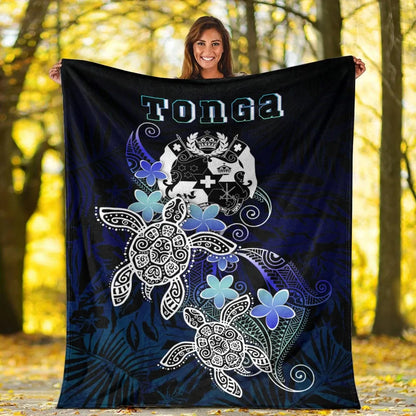 Tonga Polynesian Premium Blanket - Blue Turtle Couple
