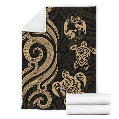 Tonga Polynesian Premium Blanket - Gold Tentacle Turtle