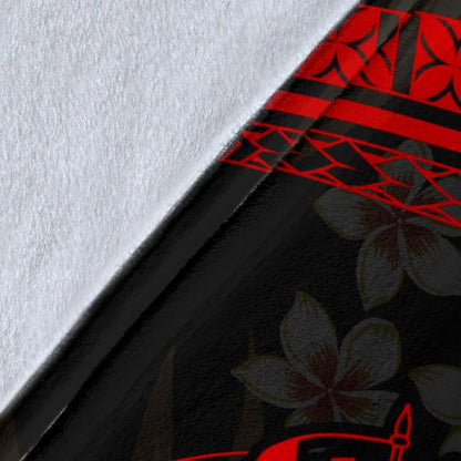 Tonga Polynesian Premium Blanket - Red Plumeria