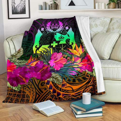 Tonga Polynesian Premium Blanket - Summer Hibiscus