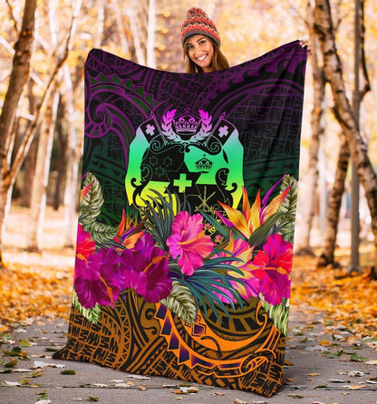 Tonga Polynesian Premium Blanket - Summer Hibiscus