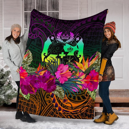 Tonga Polynesian Premium Blanket - Summer Hibiscus