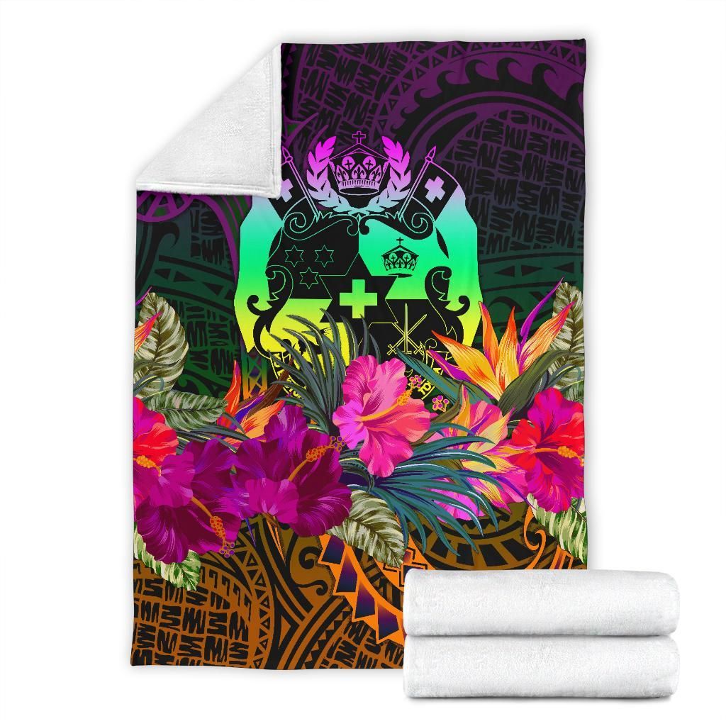 Tonga Polynesian Premium Blanket - Summer Hibiscus