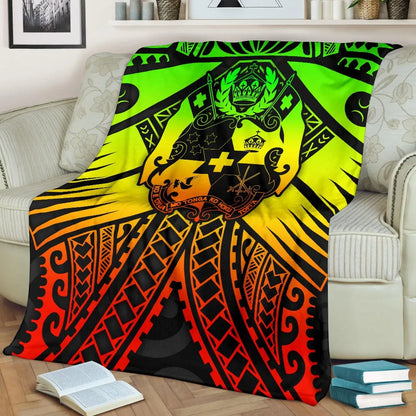 Tonga Polynesian Premium Blanket - Tonga Reggae Seal with Polynesian tattoo