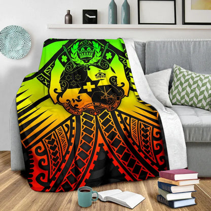 Tonga Polynesian Premium Blanket - Tonga Reggae Seal with Polynesian tattoo