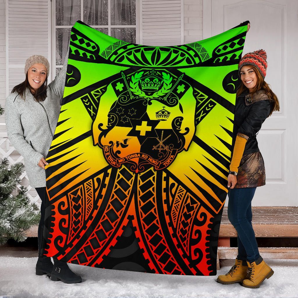 Tonga Polynesian Premium Blanket - Tonga Reggae Seal with Polynesian tattoo
