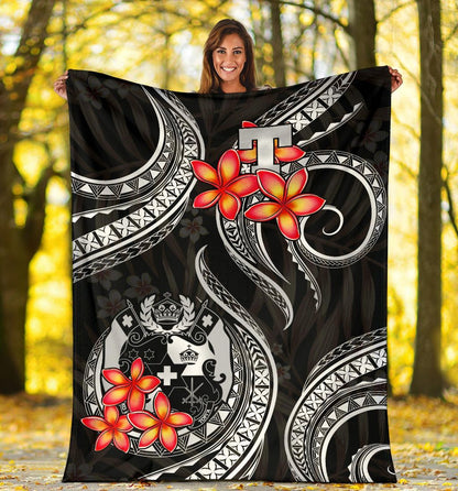 Tonga Polynesian Premium Blanket - White Plumeria