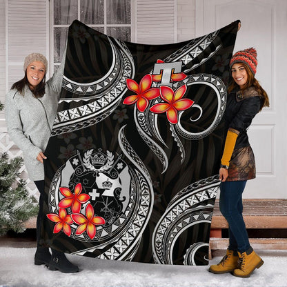 Tonga Polynesian Premium Blanket - White Plumeria