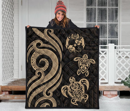 Tonga Polynesian Premium Quilt - Gold Tentacle Turtle