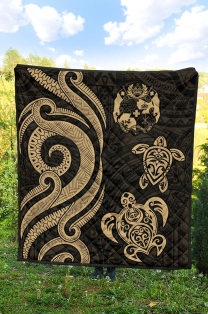 Tonga Polynesian Premium Quilt - Gold Tentacle Turtle