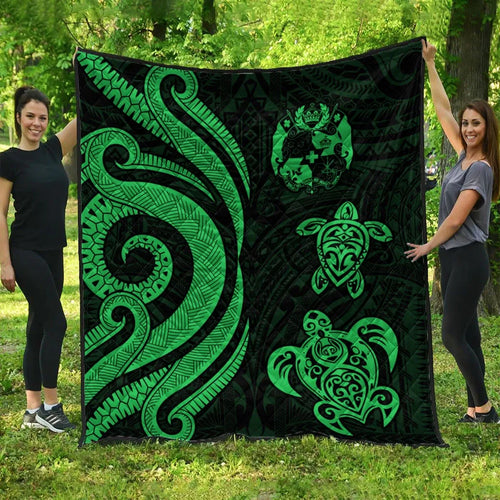 Tonga Polynesian Premium Quilt - Green Tentacle Turtle