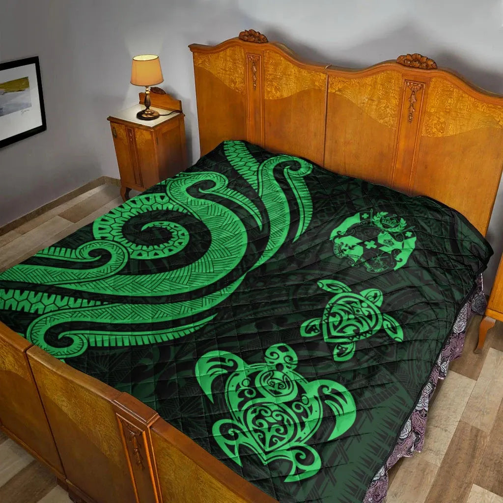 Tonga Polynesian Premium Quilt - Green Tentacle Turtle