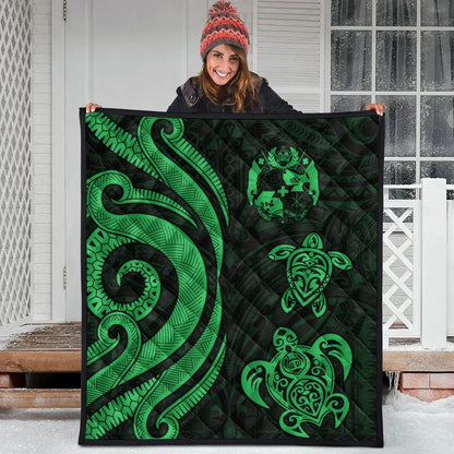 Tonga Polynesian Premium Quilt - Green Tentacle Turtle