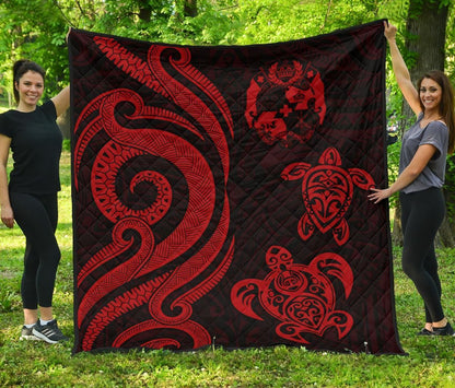 Tonga Polynesian Premium Quilt - Red Tentacle Turtle