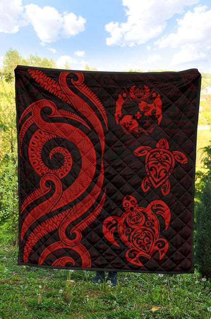 Tonga Polynesian Premium Quilt - Red Tentacle Turtle