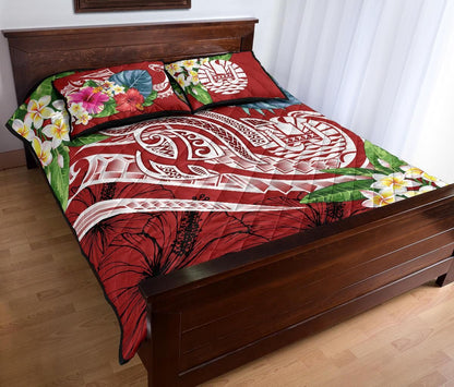 Tonga Polynesian Quilt Bed Set - Summer Plumeria (Red)
