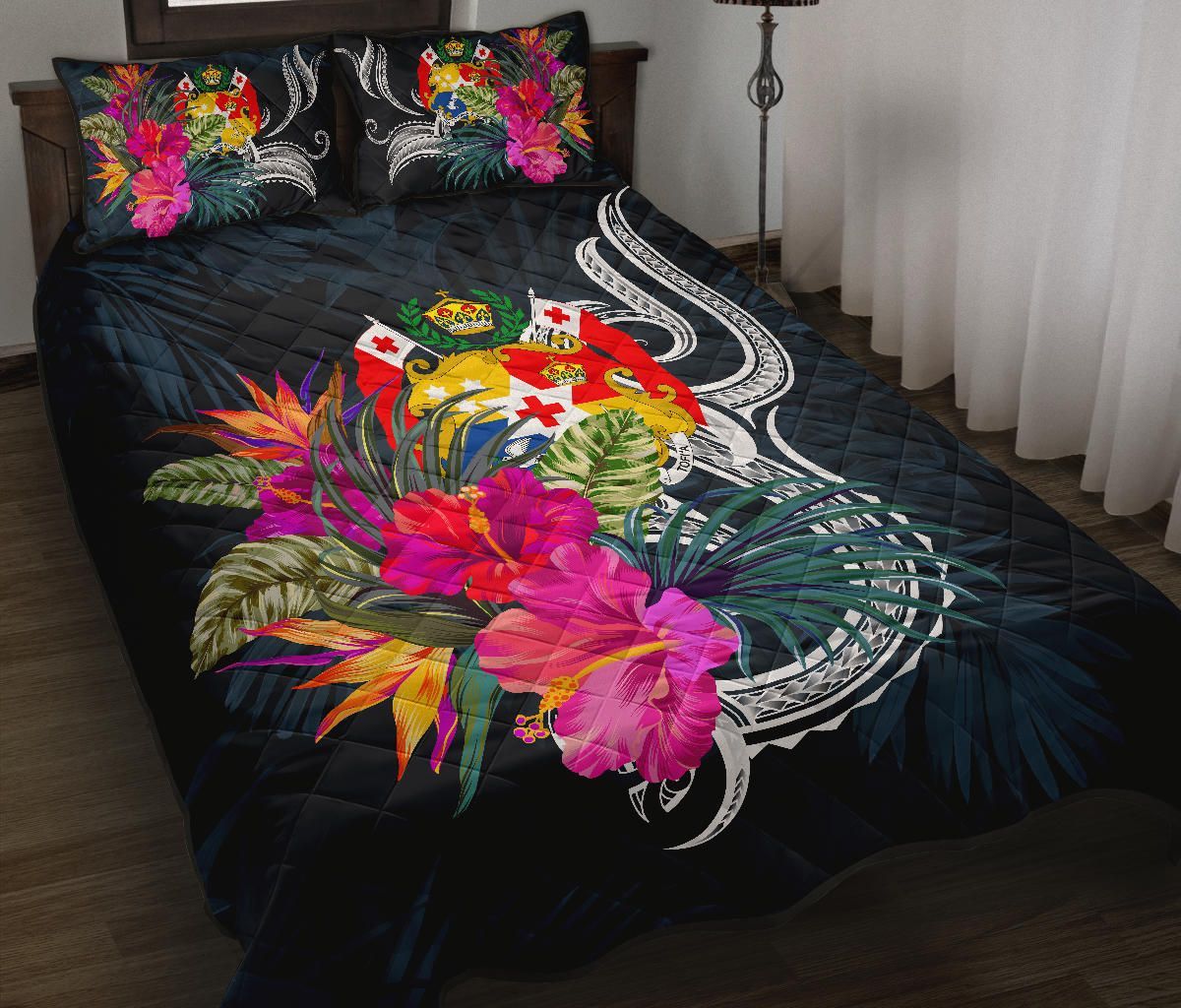 Tonga Polynesian Quilt Bed Set - Tropical Flower