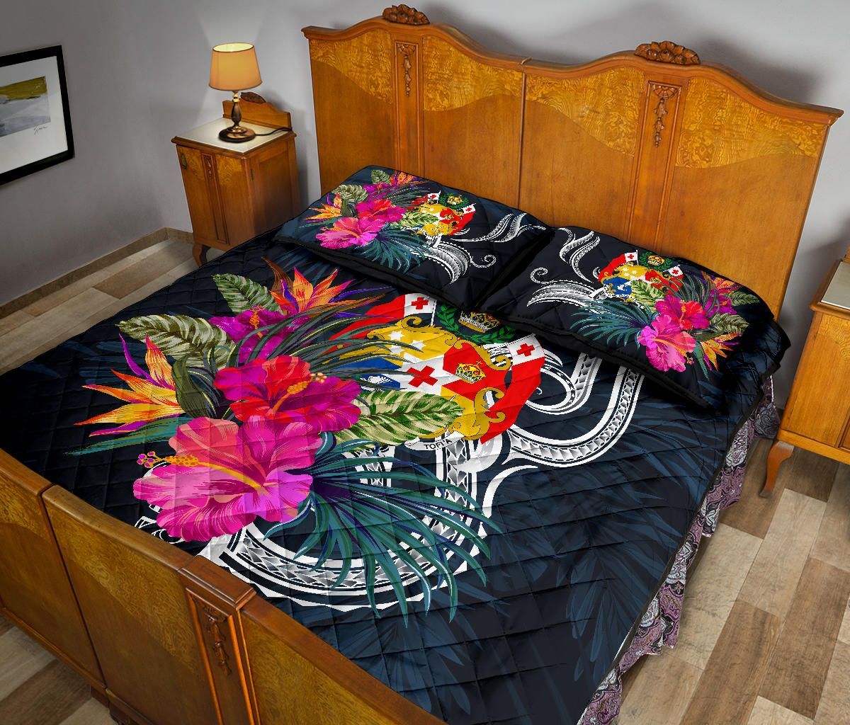Tonga Polynesian Quilt Bed Set - Tropical Flower