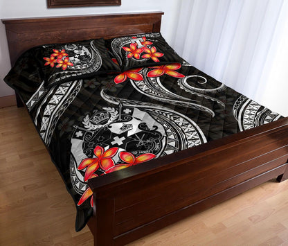 Tonga Polynesian Quilt Bed Set - White Plumeria