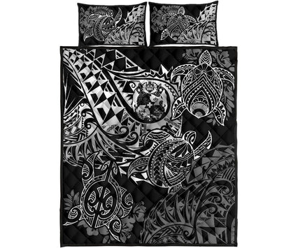 Tonga Polynesian Quilt Bed Set - White Turtle Flowing