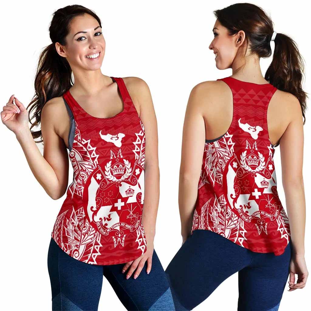Tonga Polynesian Women Tank Top Map Red White