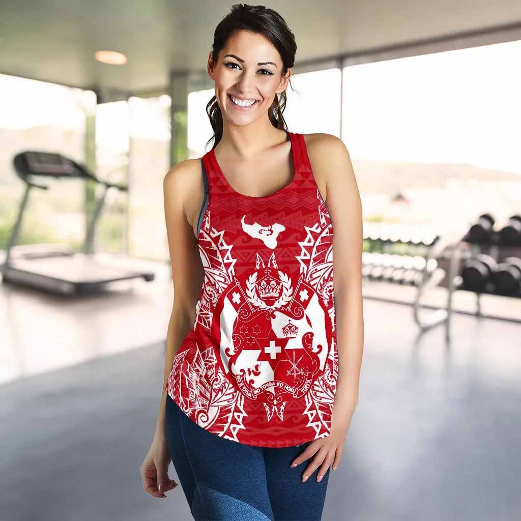 Tonga Polynesian Women Tank Top Map Red White
