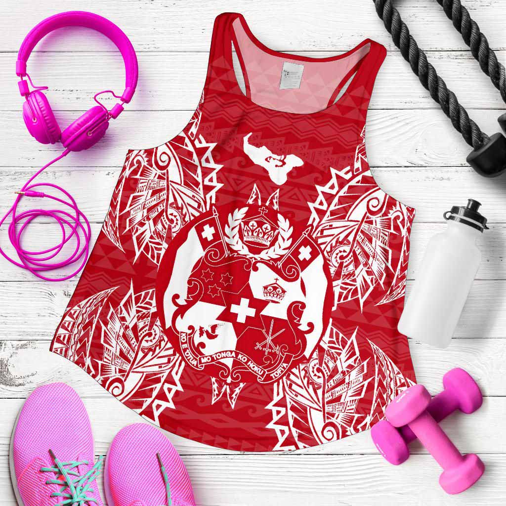 Tonga Polynesian Women Tank Top Map Red White