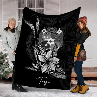 Tonga Premium Blanket - Fish With Plumeria Flowers Style