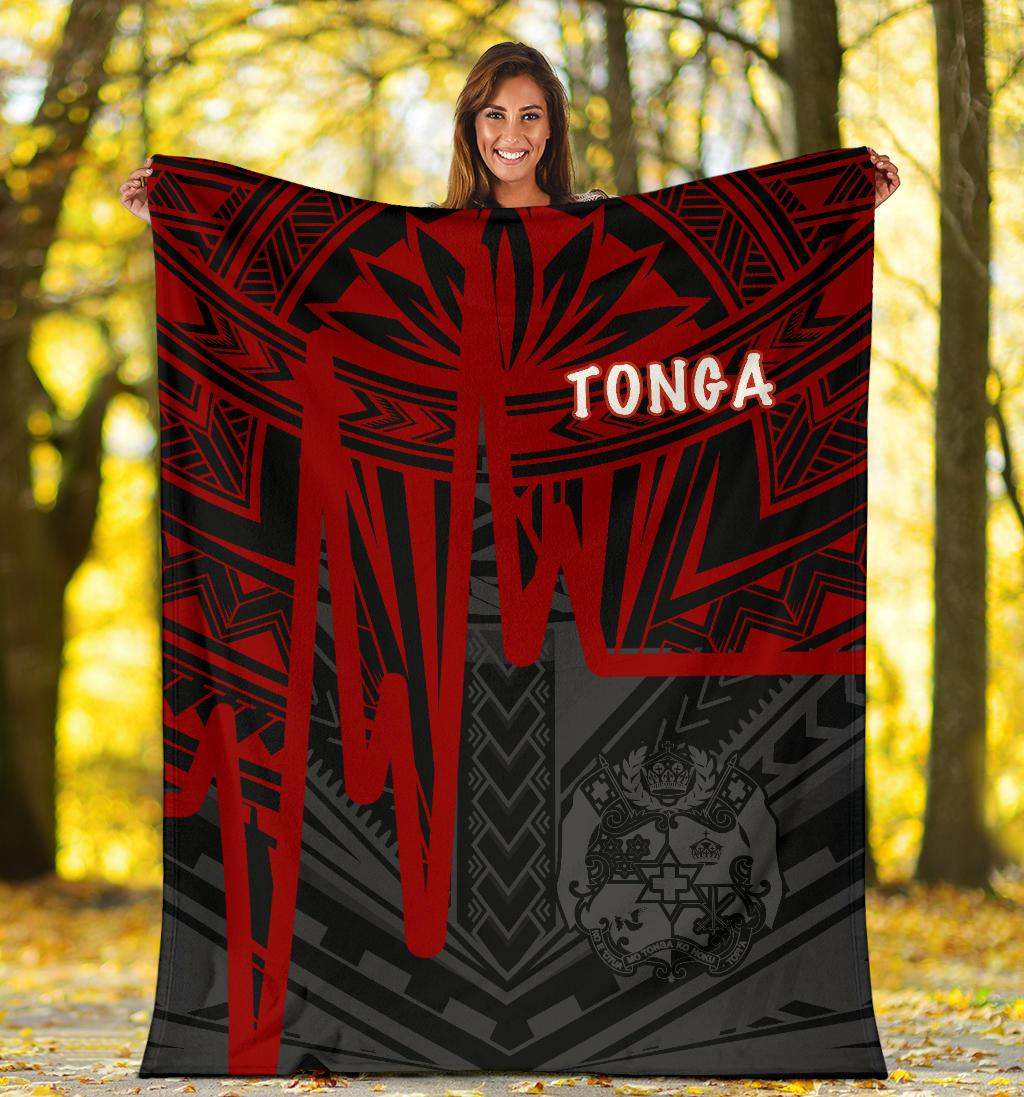 Tonga Premium Blanket - Tonga Seal In Heartbeat Patterns Style (Red)