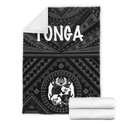 Tonga Premium Blanket - Tonga Seal With Polynesian Tattoo Style (Black)