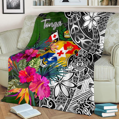 Tonga Premium Blanket - Turtle Plumeria Banana Leaf