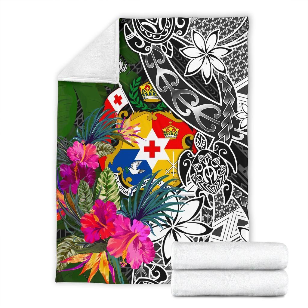 Tonga Premium Blanket - Turtle Plumeria Banana Leaf