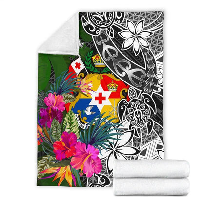 Tonga Premium Blanket - Turtle Plumeria Banana Leaf