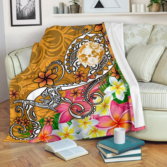 Tonga Premium Blanket - Turtle Plumeria (Gold)