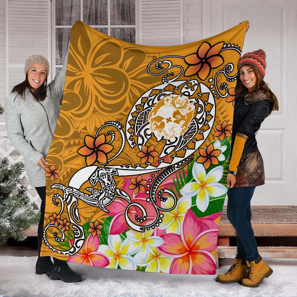 Tonga Premium Blanket - Turtle Plumeria (Gold)