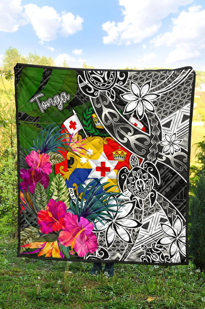 Tonga Premium Quilt - Turtle Plumeria Banana Leaf
