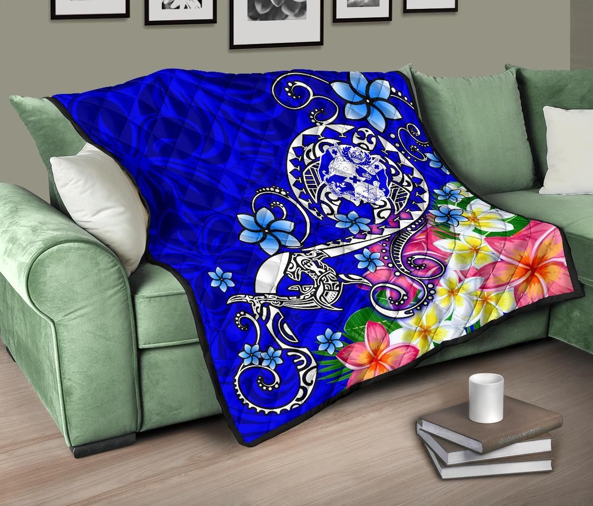 Tonga Premium Quilt - Turtle Plumeria (Blue)